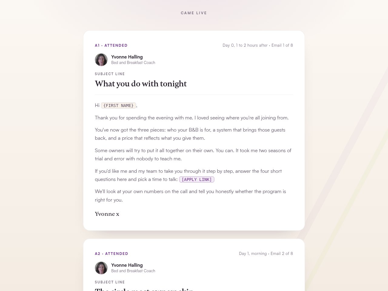 Post-webinar sequence preview