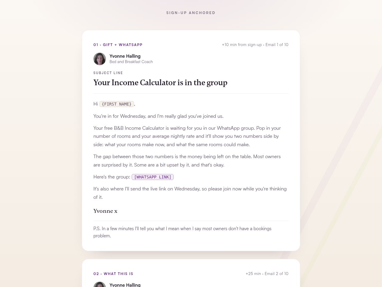 Pre-webinar sequence preview